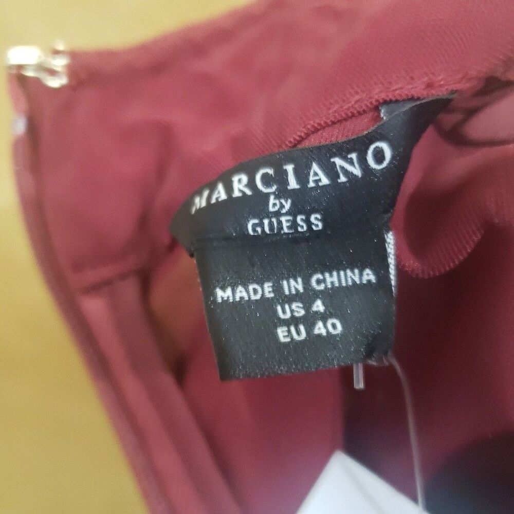 NWT Marciano by Guess Stella burgundy mesh mini dress w silver stud detail Sz 4 - Picture 7 of 9